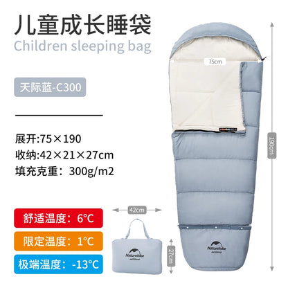 Naturehike-Children's Sleeping Bag, Extended Splicing, Camping, Hiking, Warm, Mummy, Outdoor