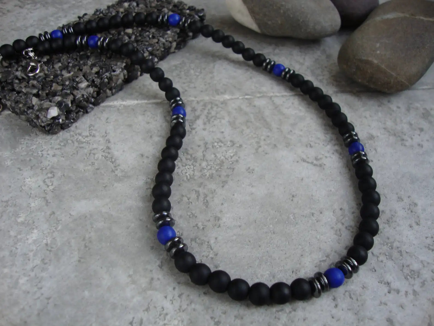 Mens Tribal Necklace, Mens Surf Necklace, Mens Boho Necklace Mens Necklace, Tiger's Eye Black Onyx Mens Necklace