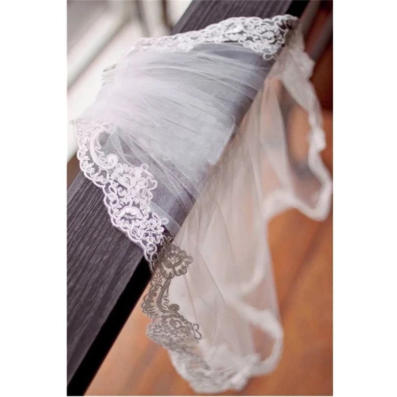 Wedding Flower Girls First communion Veils Children Kids Applique Edge Tulle Veil Voile Fille Mariage velo de Novia