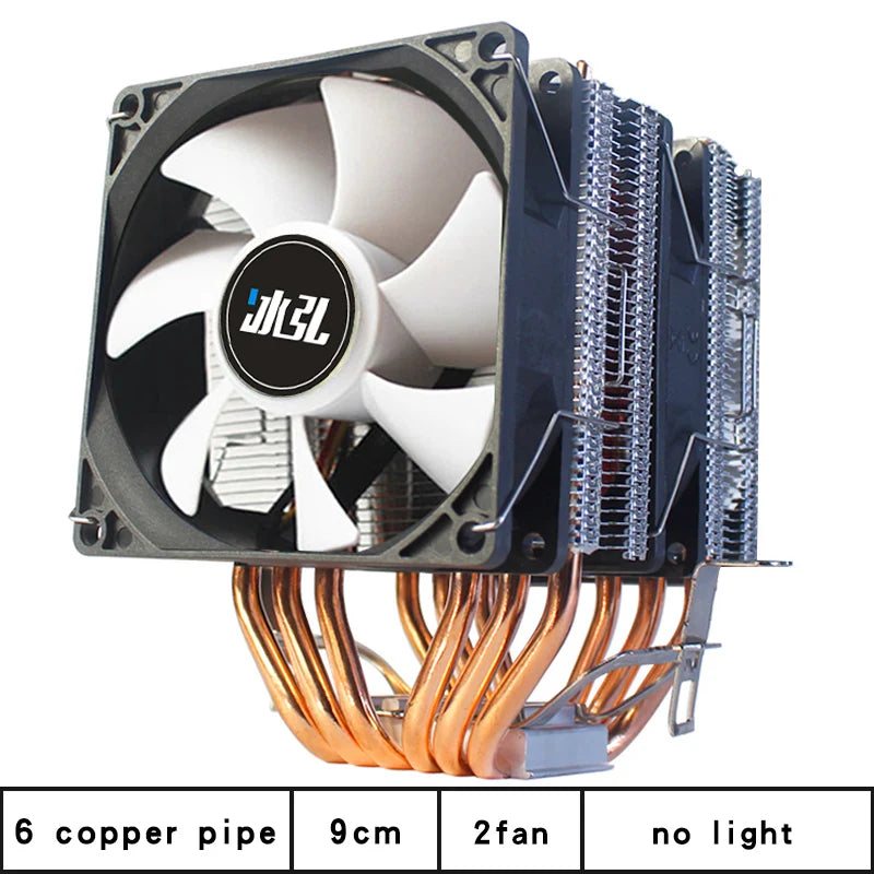 6 Copper Pipe Double Tower ARGB Cpu radiator Cooler 90MM 4Pin Fan 1200 1150 1155 1366 1700 AM3 AM4 X99 2011 PC Heat Sink 2011-V3