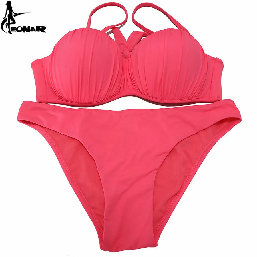 EONAR Swimwear Top Wavy Push Up Bikini Sexy Bikini Set Brazilian Bikinis Women Bathing suit Swimsuit Plus Size Swimwear XXL