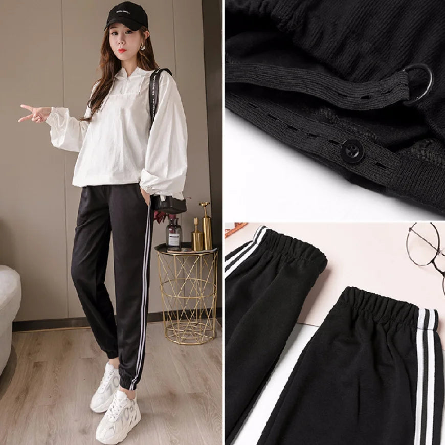 plus size 2XL Maternity loose Pants For Pregnant Women Casual Clothes Pregnancy Trousers Ankle Pants Black Pocket Clothing