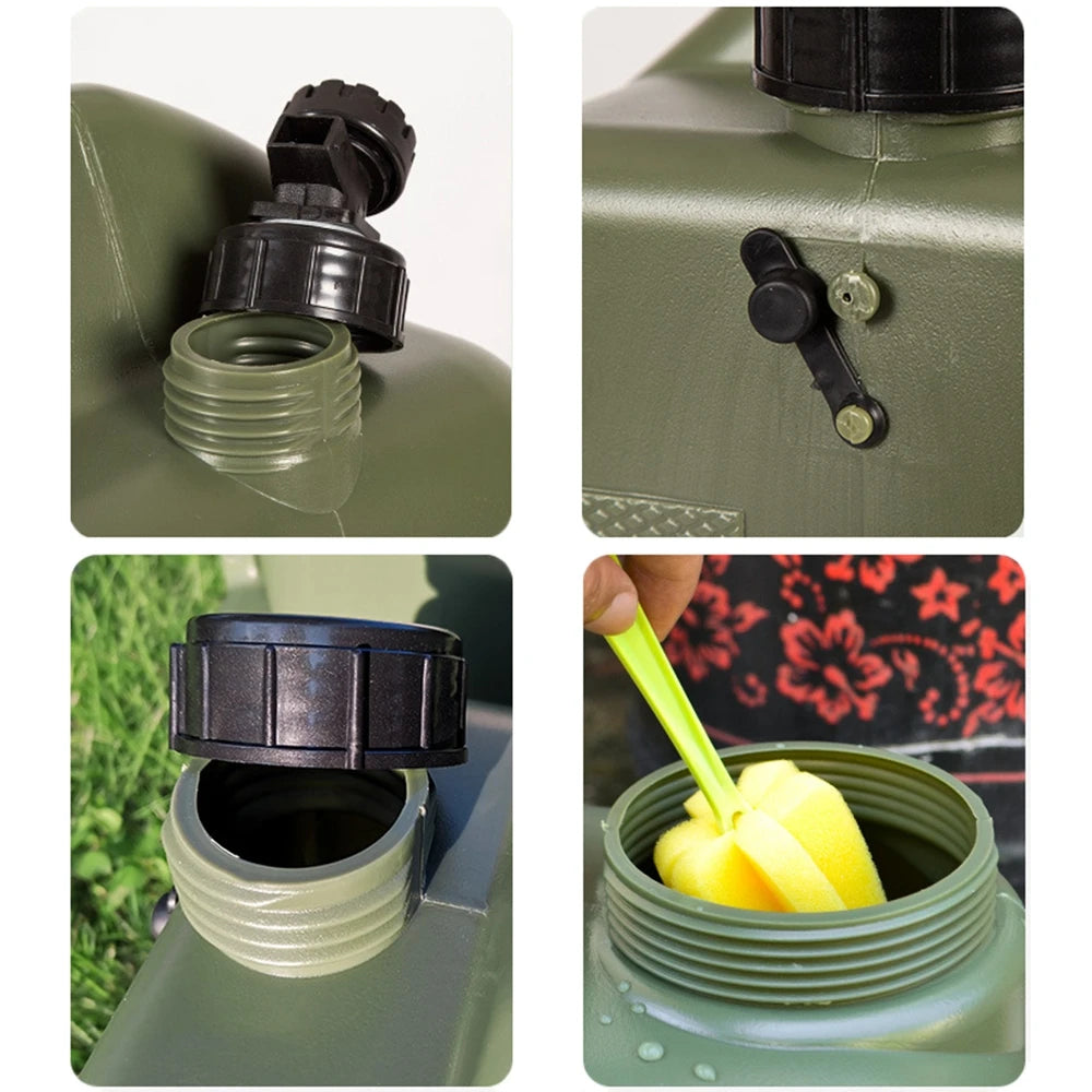 Desert&amp;Fox Wasserbehälter mit Zapfhahn 10L/18L/25L PE Wasserspeicherbehälter Tragbarer grüner Eimer für Camping Wandern Picknick