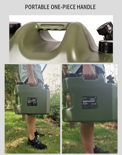 Desert&amp;Fox Wasserbehälter mit Zapfhahn 10L/18L/25L PE Wasserspeicherbehälter Tragbarer grüner Eimer für Camping Wandern Picknick