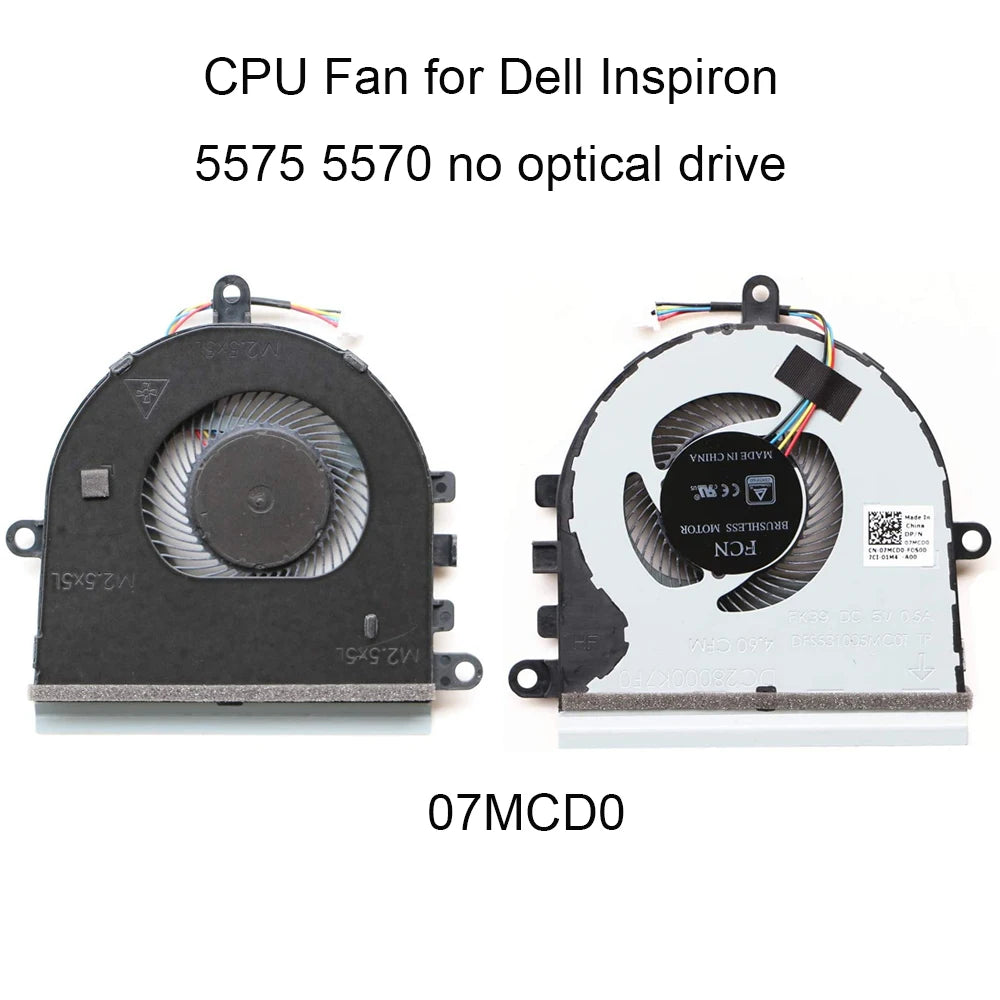 07MCD0 Laptop CPU Cooling Fan Cooler for Dell Inspiron 15 5570 5575 3583 3584 3585 5593 3533 P75F 7MCD0 DC28000K7F0 PB7806S05HN2