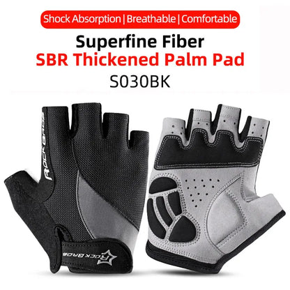 ROCKBROS Cycling Gloves Breathable Shockproof Bike Gloves Summer Half Finger Gloves MTB Mountain Bicycle Gloves Sports Gloves