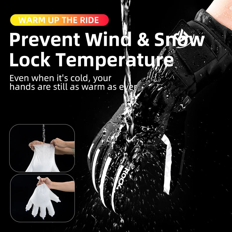 ROCKBROS Ski Gloves Snowboard Gloves Snowmobile Motorcycle Riding Winter Gloves Windproof Waterproof Unisex Snow Gloves