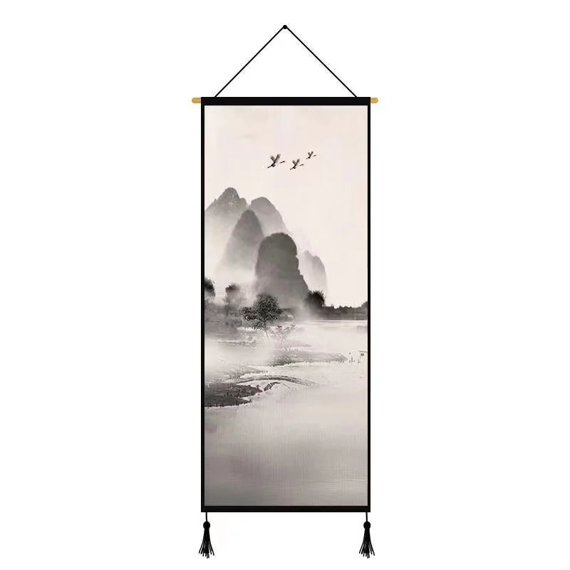 Chinese Landscape Decorative Painting Living Room Tapestry Wall Art Home Decor Canvas Poster Background Scroll Wall Paintings
