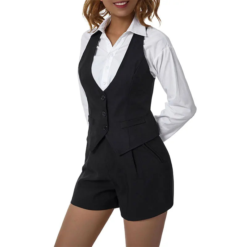 Plus Size S-2XL Black Women's Vest Work Wear Slim Short Vest Femme 2021 New Spring Waistcoat Office Lady Sleeveless Jacket