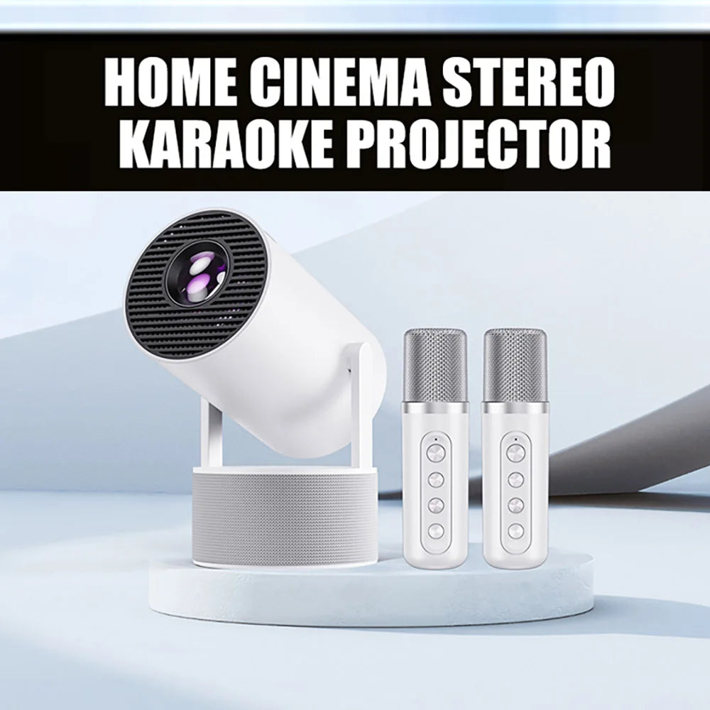 HY300 Pro KTV Android 1280*720P Video Projector, 160 ANSI Lumens 1.09:1 Throe Ratio Home Theater Karaoke BT Speakers Projector
