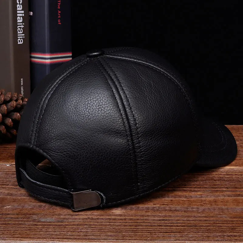 HL130 2021 Men's Genuine Leather Baseball Cap Hat Brand New Style Spring Brand New Style Winter Russian Warm One Fur Caps Hats