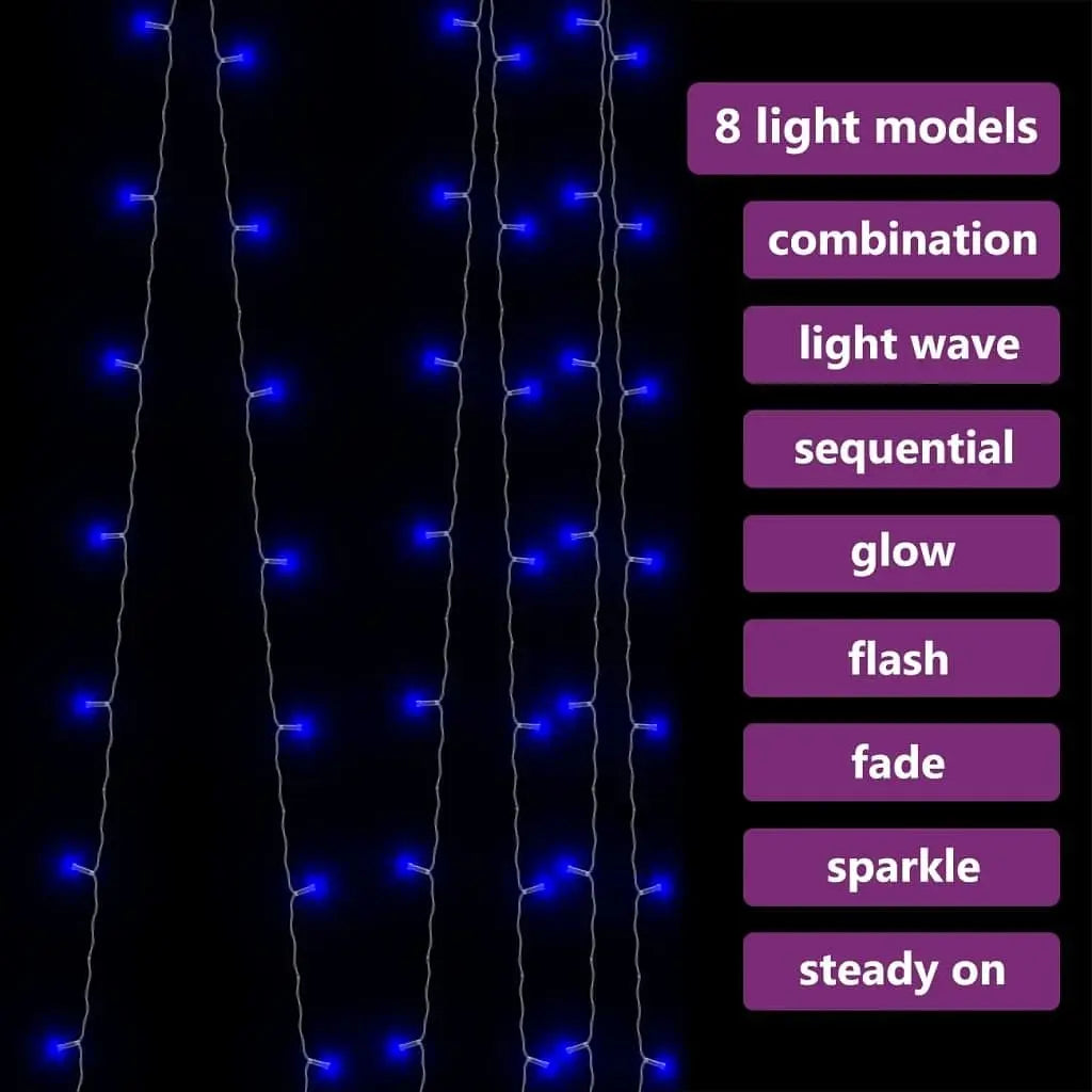 W2B VidaXL LED-Lichterkette, 1 m, warmweiß, USB-Anschluss, blauer Kunststoff, 3 x 3 m (9,8 x 9,8 Fuß), ideal für Partys und Weihnachten
