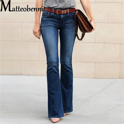 2025 Flare Jeans Pants Women Vintage Denim Jeans Ladies Sexy High Waist Fashion Stretch Pocket Trousers Wide Leg Jeans