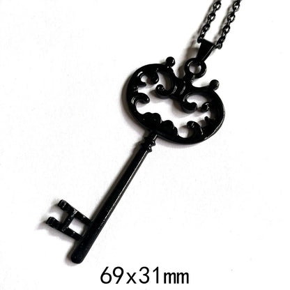 Key Necklace - Black Copper Antique Vintage Key Necklace - Key Necklace