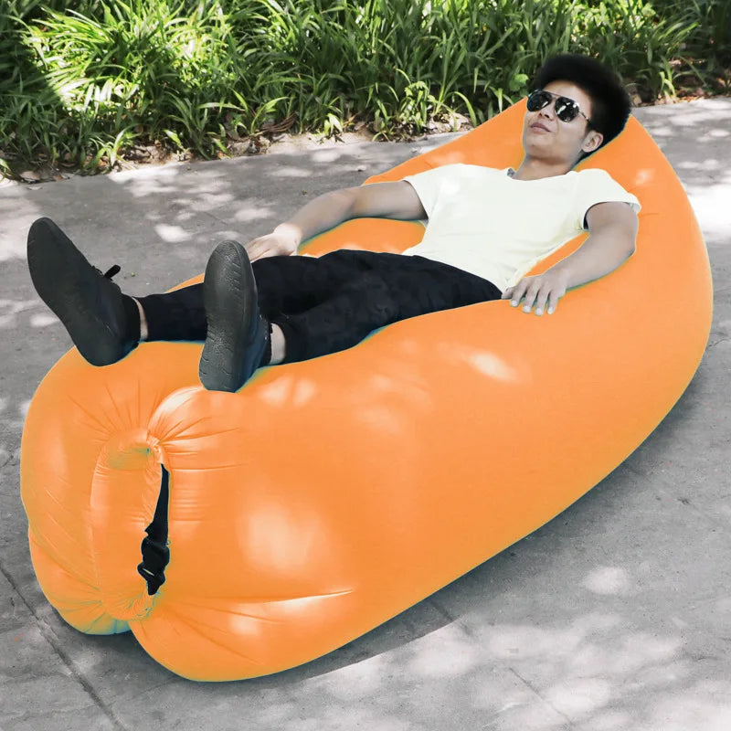 Air Lazy Inflatable Sofa Portable Outdoor Beach Air Sofa Sleeping Bag Bed Oxford Cloth 240x70cm