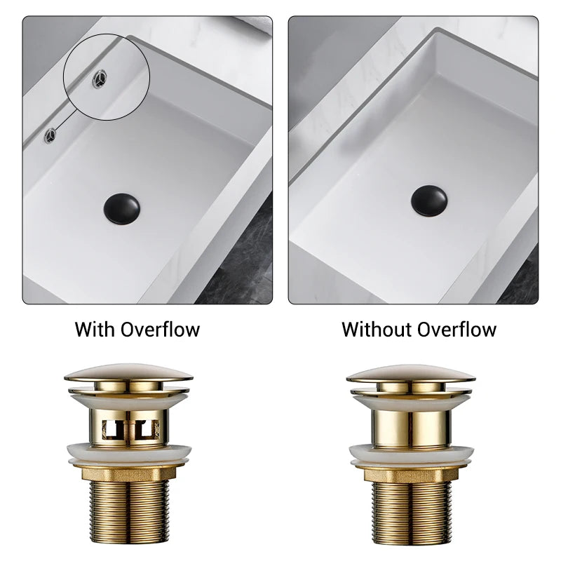 Pop up Drain Button Bathroom Sink Plug Black Gold Rose Siphon Waste Stopper Wash Basin Faucet Accessory for Kitchen Or Bath