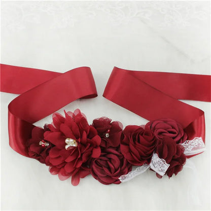 Wedding Accessories Bridal Wedding Belts Bridesmaid Sash Floral Belt Satin Flower Sash Woman Girl Sash Belt Wedding Sashes belt