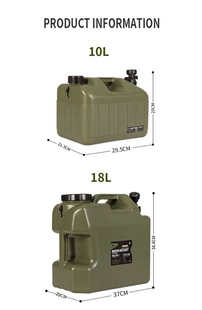 Desert&amp;Fox Wasserbehälter mit Zapfhahn 10L/18L/25L PE Wasserspeicherbehälter Tragbarer grüner Eimer für Camping Wandern Picknick