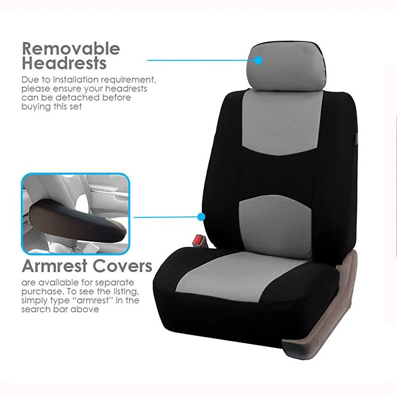 AUTOYOUTH Unique Flat Cloth Car Seat Cover ( Detachable Headrests and Solid Bench) Interior Accessories Universal Car Seat Cover