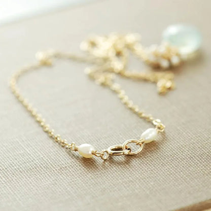 Gray Freshwater Pearl Necklace Baroque Pearl necklace  Pearl Necklace Aqua Chalcedony Seed Pearl Necklace
