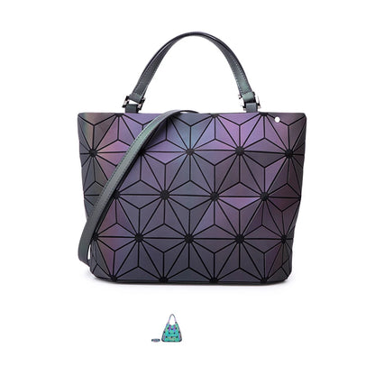 Luminous Reflective Bag Geometric Tote Folding Shoulder Bags for Women 2024 Plain Folding Handbags Sac a Main Female Bolsas