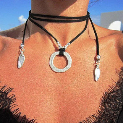 Boho Necklace Leather Cord Necklace Long Necklace Boho