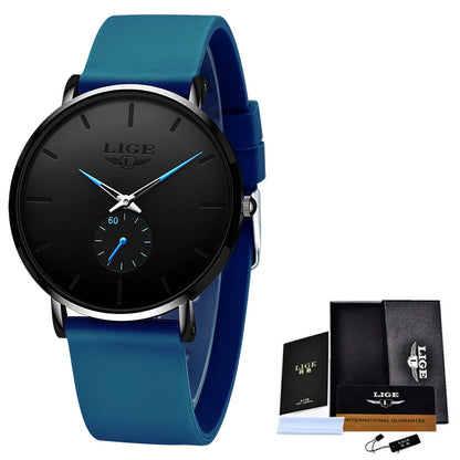 LIGE LG10006 40mm Modische, schlichte Armbanduhr für Damen und Herren, analoges Quarzwerk, wasserdicht, Silikon, Sportuhr