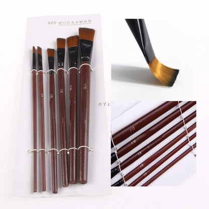 1 Set/6 Pcs Artists Brushes Nylon Acrylic Oil Paint Brushes For Artist Supplies Watercolor Set Painting Supplies