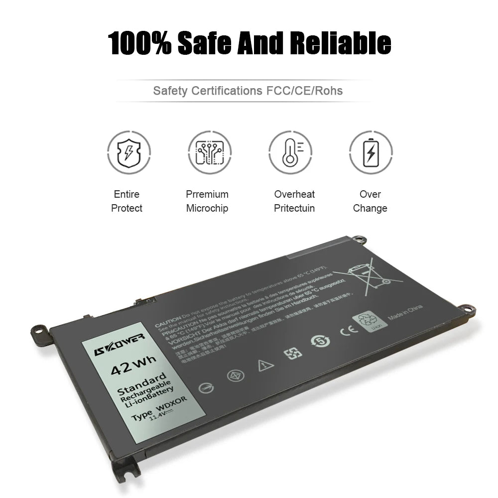 42Wh WDX0R Laptop Battery for Dell Inspiron 13 5000 5368 5378 7368 7378 14 7000 7460 15 5565 5578 7560 7569 7570 7579 17 5767