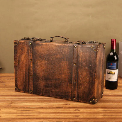 Luxury Vintage Trunk Travel Hand Big Suitcases Leather Luggage Under Bed Clothing Organizer Storage Box Antique Bin Customized