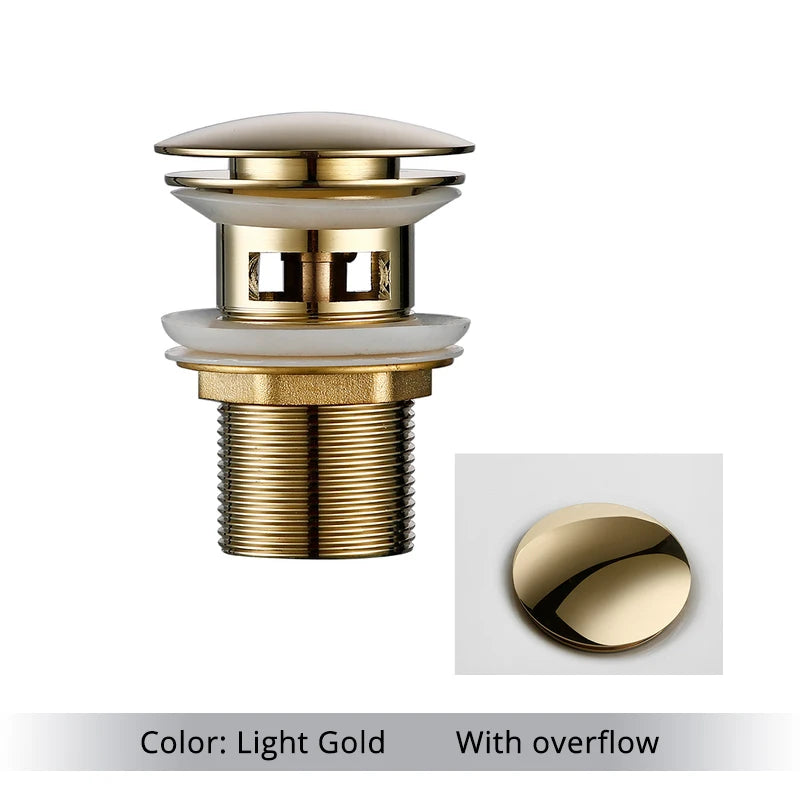 Pop up Drain Button Bathroom Sink Plug Black Gold Rose Siphon Waste Stopper Wash Basin Faucet Accessory for Kitchen Or Bath