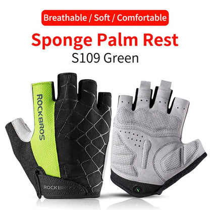 ROCKBROS Cycling Gloves Breathable Shockproof Bike Gloves Summer Half Finger Gloves MTB Mountain Bicycle Gloves Sports Gloves