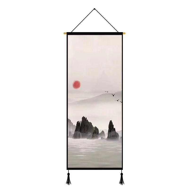 Chinese Landscape Decorative Painting Living Room Tapestry Wall Art Home Decor Canvas Poster Background Scroll Wall Paintings