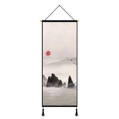 Chinese Landscape Decorative Painting Living Room Tapestry Wall Art Home Decor Canvas Poster Background Scroll Wall Paintings