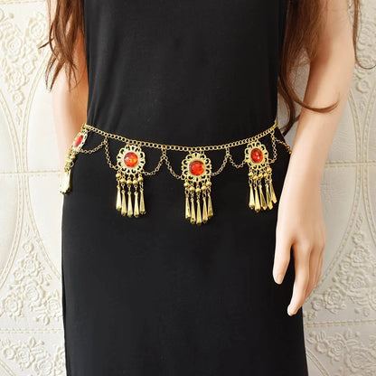 Indian Coin Belly Waist Body Chains for Women Female Gold Alloy Long Tassel Dance Dress Belt Wedding Party Metal Jewelry