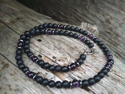 Mens Tribal Necklace, Mens Surf Necklace, Mens Boho Necklace Mens Necklace, Tiger's Eye Black Onyx Mens Necklace