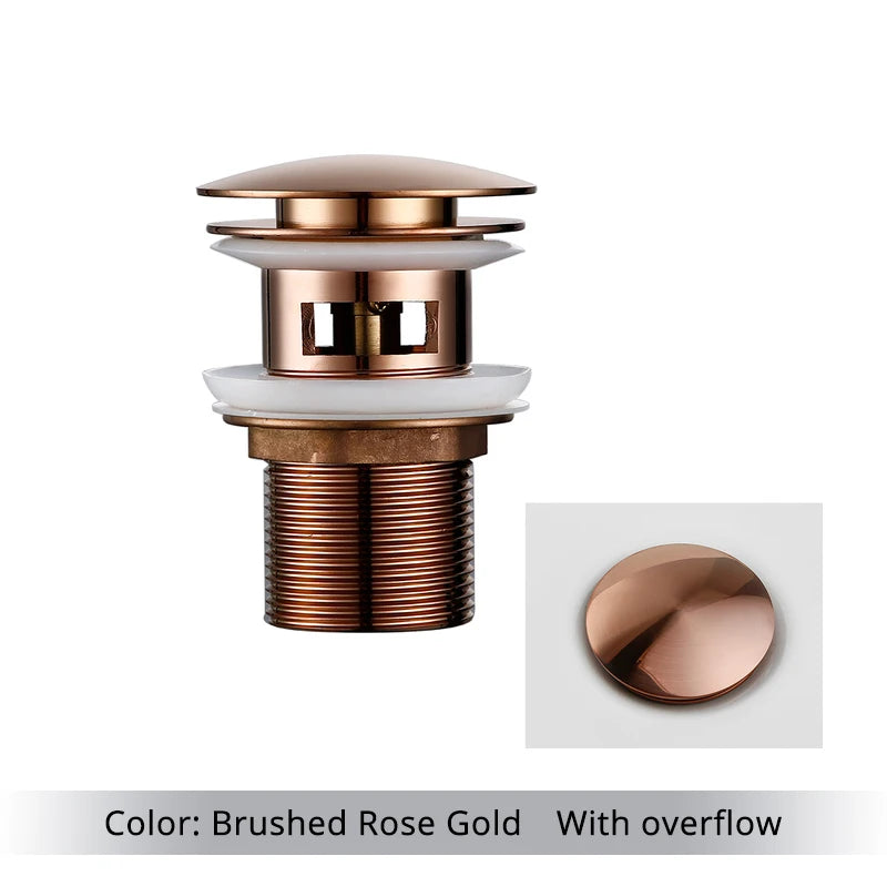 Pop up Drain Button Bathroom Sink Plug Black Gold Rose Siphon Waste Stopper Wash Basin Faucet Accessory for Kitchen Or Bath