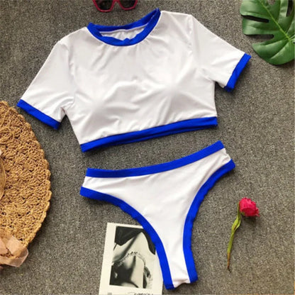 Women Bikini Set Summer Swimwear Bathing Suit Bikini Set + Top Beach Mesh See-Through T Shirt Set Women's Swimsuit