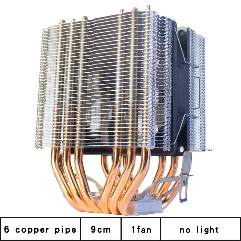 6 Copper Pipe Double Tower ARGB Cpu radiator Cooler 90MM 4Pin Fan 1200 1150 1155 1366 1700 AM3 AM4 X99 2011 PC Heat Sink 2011-V3