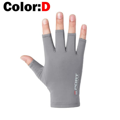 1pair Fishing Gloves Men And Women Half Fingers Ice silk Gloves Outdoor Gloves Summer Sunscreen Non-slip Gloves Sunscreen Gloves