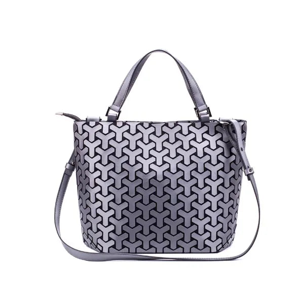 Luminous Reflective Bag Geometric Tote Folding Shoulder Bags for Women 2024 Plain Folding Handbags Sac a Main Female Bolsas
