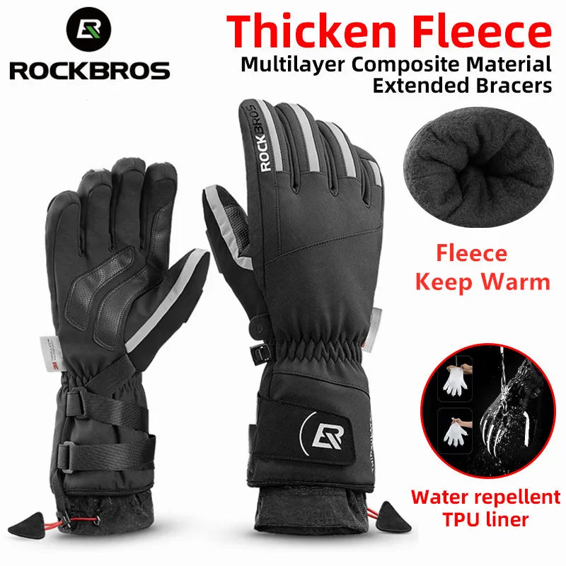 ROCKBROS Ski Gloves Snowboard Gloves Snowmobile Motorcycle Riding Winter Gloves Windproof Waterproof Unisex Snow Gloves