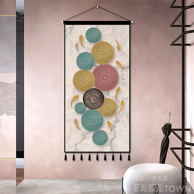 Tapestry decoration painting living room entrance porch new Chinese background cloth wall decoration hanging cloth wall decor