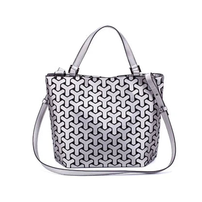 Luminous Reflective Bag Geometric Tote Folding Shoulder Bags for Women 2024 Plain Folding Handbags Sac a Main Female Bolsas