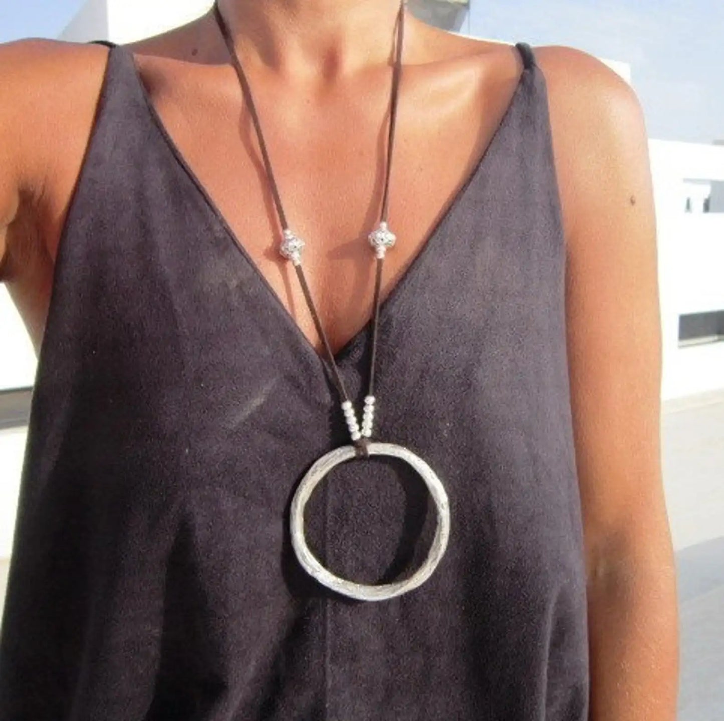 Boho Necklace Leather Cord Necklace Long Necklace Boho