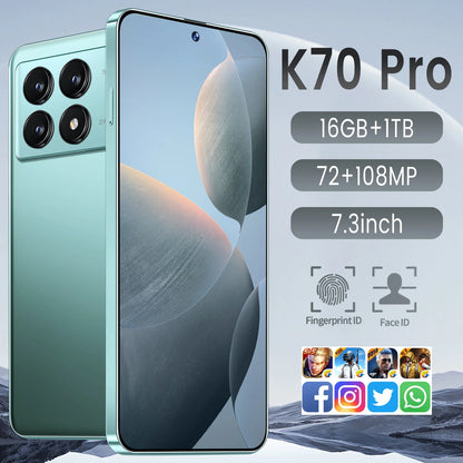 K70 Redmi 5G Jio Phone 3 Mobile 1500 4 Sim 16gb+512GB Mobile Phone Screen Smartphone