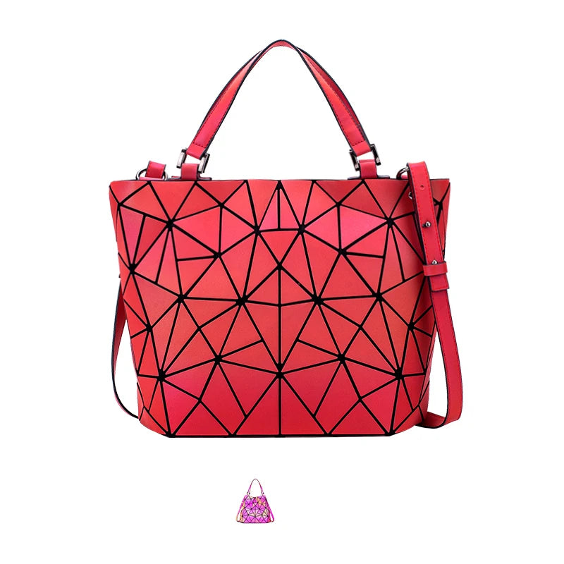 Luminous Reflective Bag Geometric Tote Folding Shoulder Bags for Women 2024 Plain Folding Handbags Sac a Main Female Bolsas