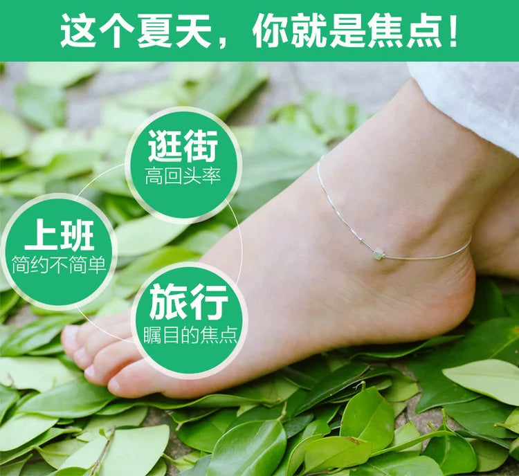 New Fashion Foot Anklet 925 Sterling Ladies Silver Anklets Bracelet Chain For Women Square Pendant Foot Pulseras Jewelry