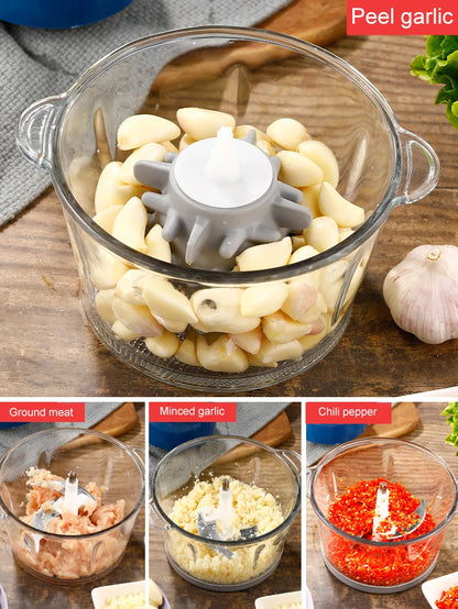 Multfunctional Garlic Peeler Household Electric Meat Grinder Garlic Shredder  Fruit and Vegetable Chopper Kitchen Tool