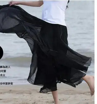 1pcs/lot bohemian style woman beach long skirt summer chiffon candy color long skirt casual skirt free size